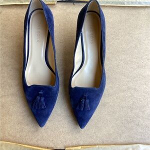 Talbots Navy Blue Suede Heels with Tassels